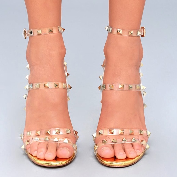 LILIANA Stud Heeled Sandals - Gold size 37.5 - Picture 9 of 10